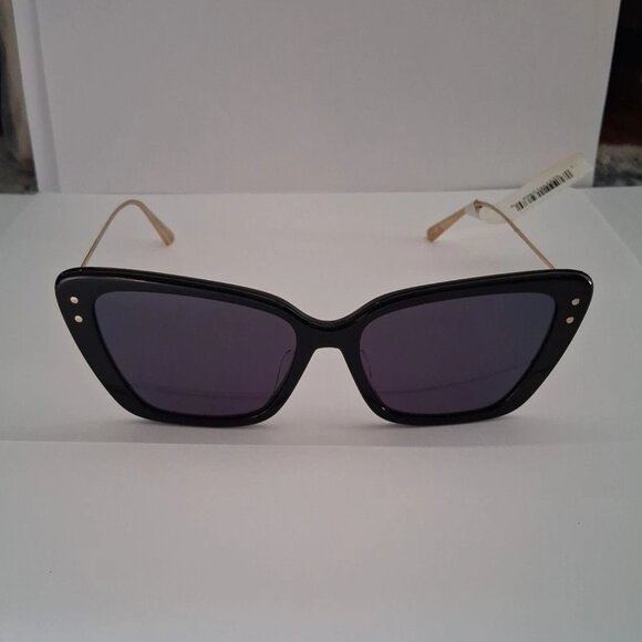DIOR MISSDIOR 85F 1280 BLACK FRAMES / GOLD METAL WOMENS AUTHENTIC SUNGLASSES NWT - Picture 1 of 7